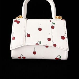 Cherry Print White Handbag